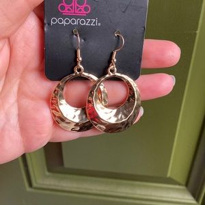 Gold hammered hoop earrings
